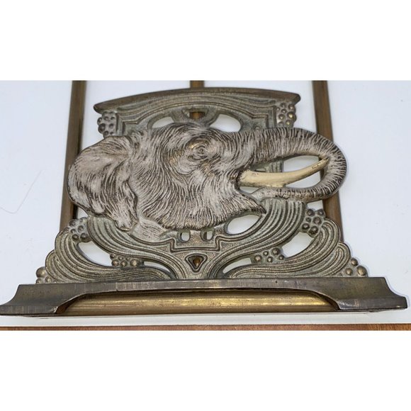 Antique Judd Brass Art Nouveau Figural Elephant Expanding Sliding Book Rack 9839